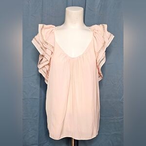 Philosophy Blush Pink Flutter Ruffle Sleeves Blouse Size S/P